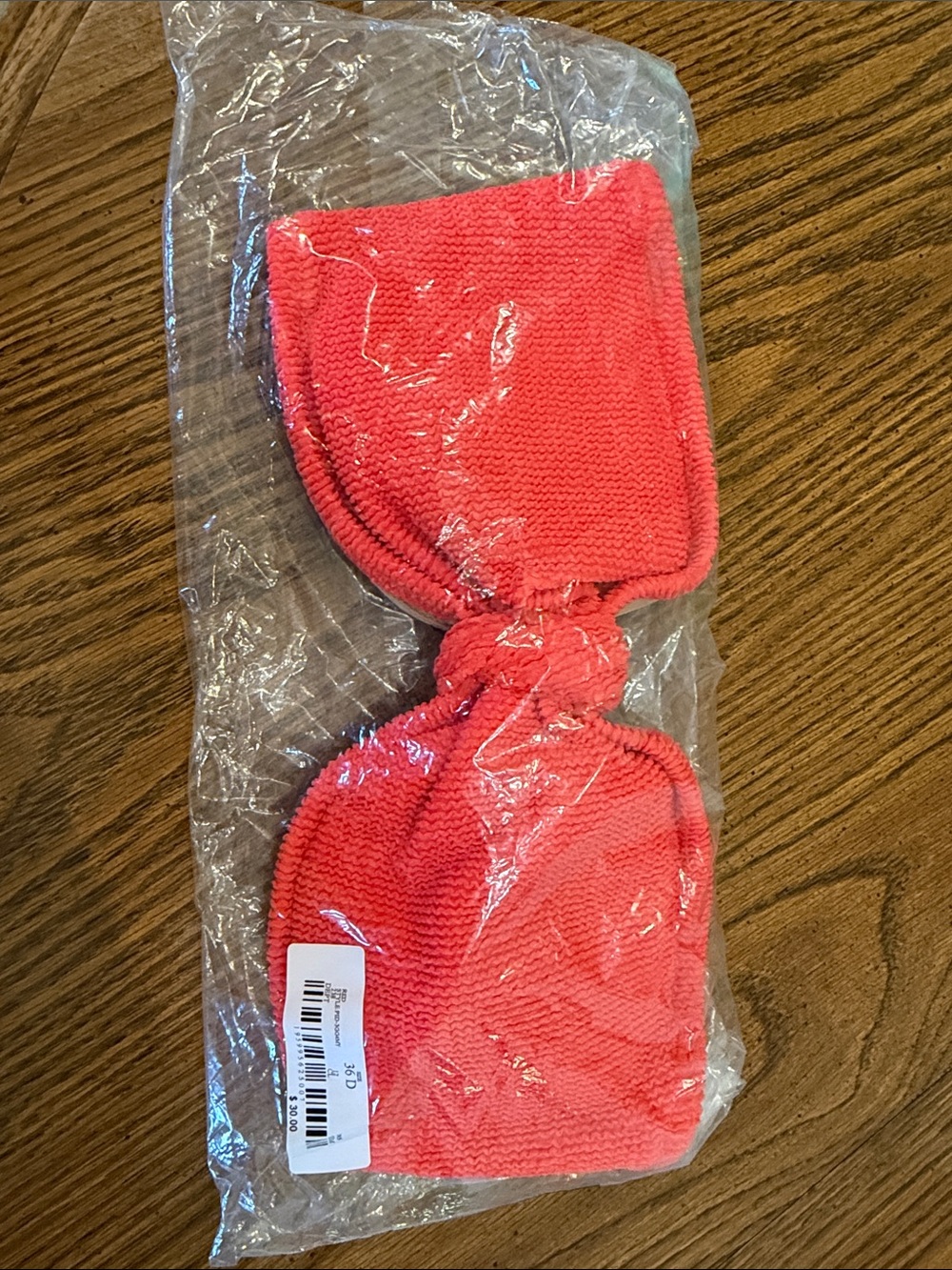 Shade & Shore Coral Textured Bandeau Bikini Top